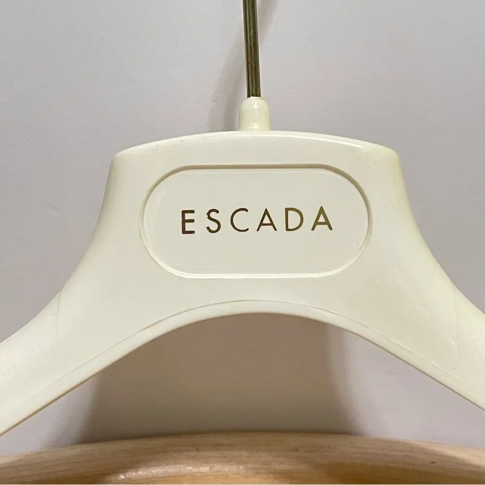 Escada Ivory Plastic Garment Coat Hanger Velvet-Like Non-Slip Fabric Gold Logo